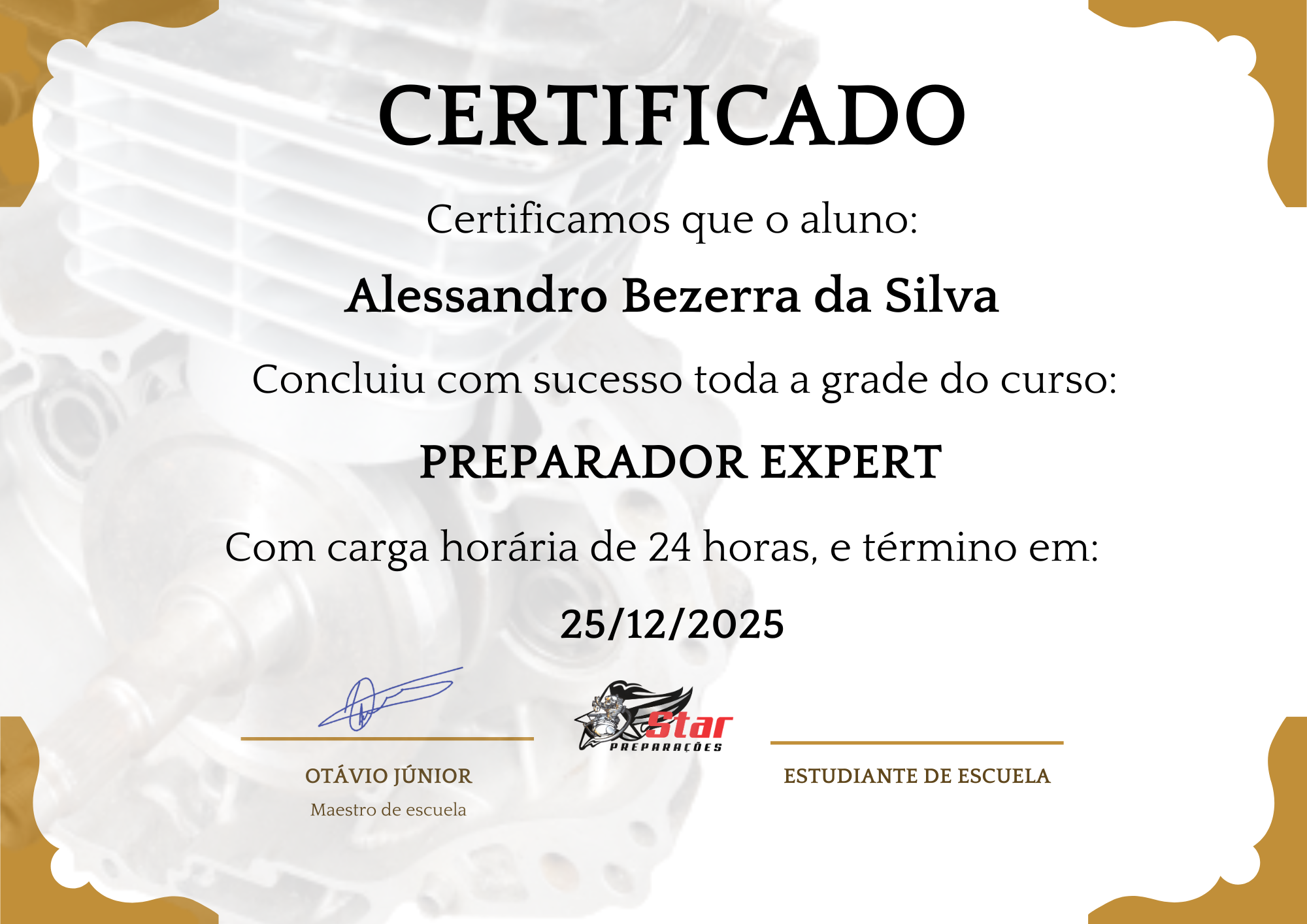 Certificado de Conclusão — Preparador Expert